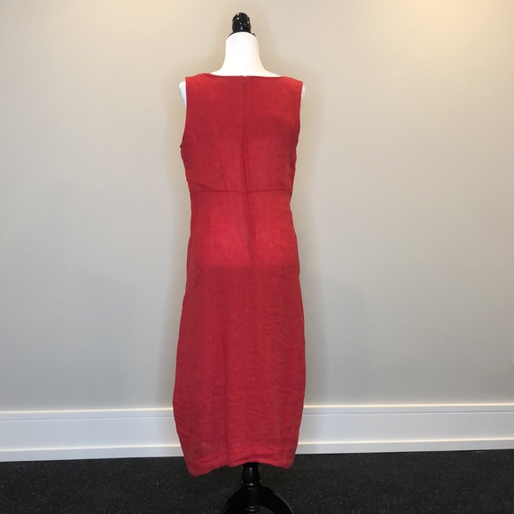 FINAL SALE! Red Linen Piazza Del Tempio Midi Dress - Picture 3 of 5